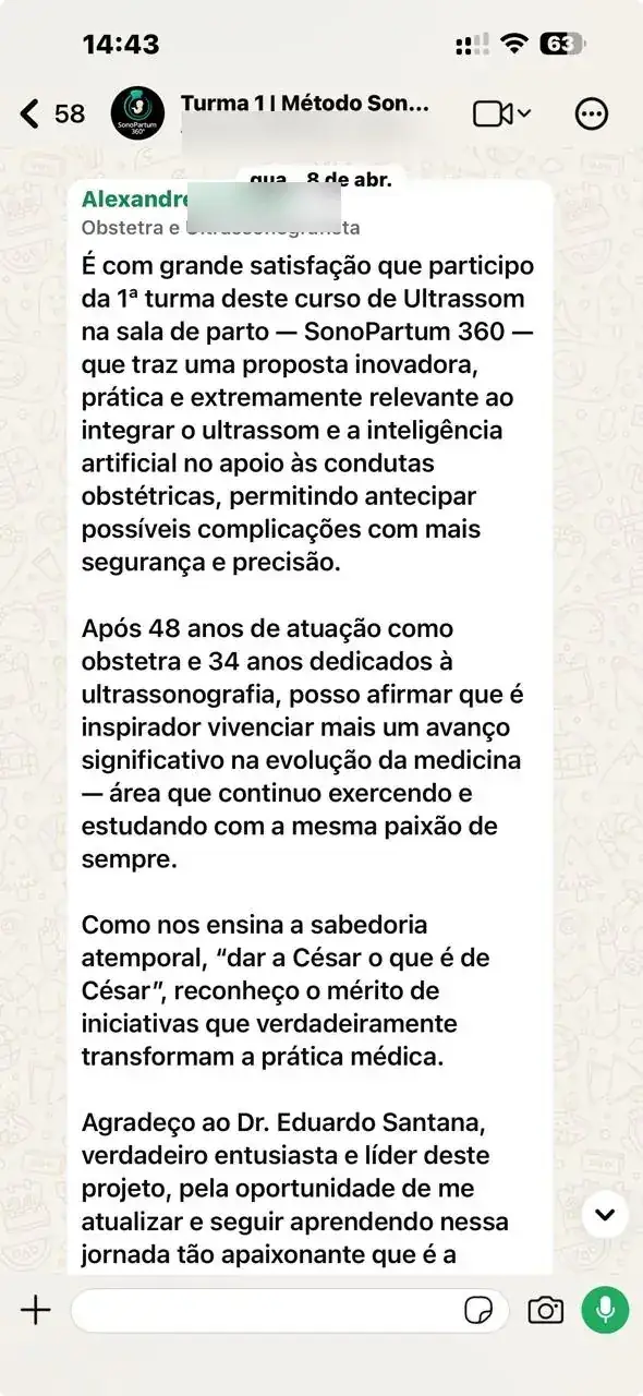 Depoimento de médico participante da imersão