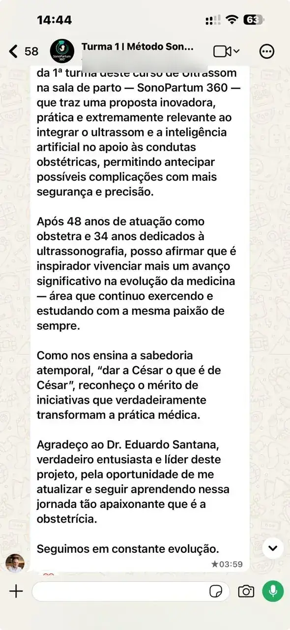 Depoimento de médico participante da imersão